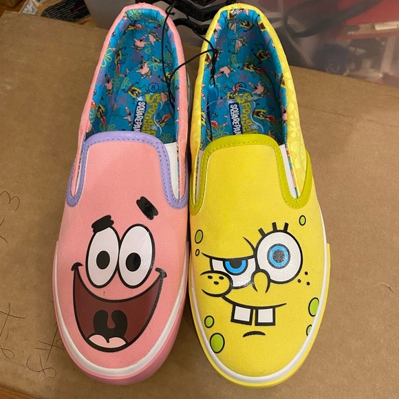 SpongeBob SquarePants & Patrick Slip on Canvas Sneakers Size 9 1/2 - Picture 2 of 12